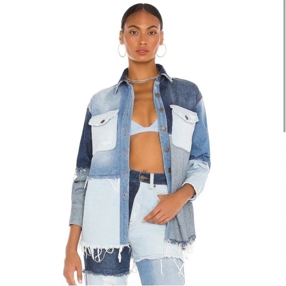Retrofete | Perri Indigo Patchwork Jean Jacket Sz: XL - Picture 1 of 10